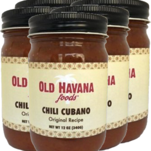 Picture of 6 pack of 12 oz jar of Old Havana Foods Chili Cubano Original Recipe