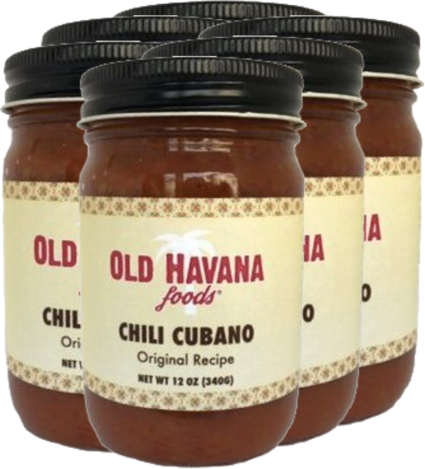 Picture of 6 pack of 12 oz jar of Old Havana Foods Chili Cubano Original Recipe