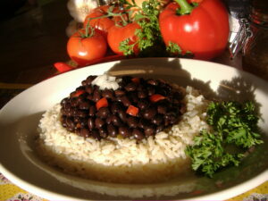 A plate of Authentic Cuban black beans